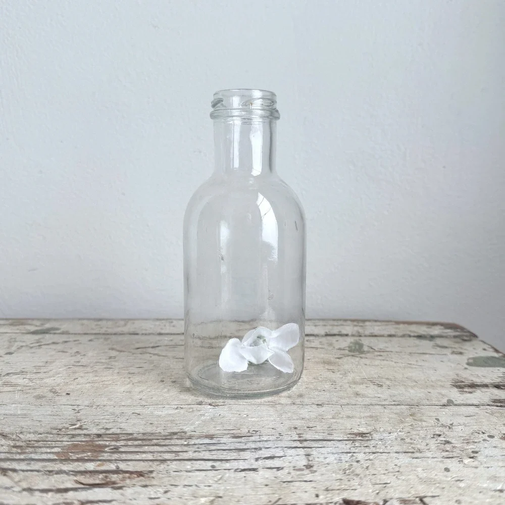 Clear Glass Bud Vase Apothecary Bottle Vintage Style Decorative Jar 6.5 Inch